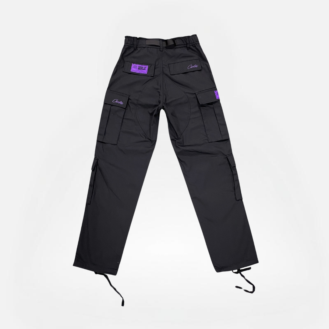 PANTALÓN CARGO BLACK PURPLE LOGO