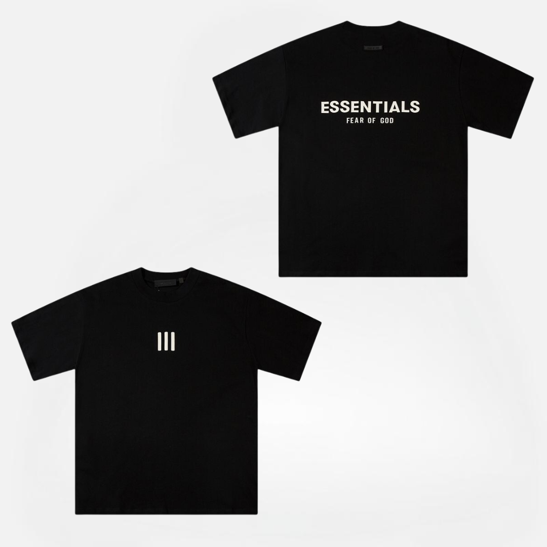 POLERA ESSENTIALS TRIPLE LINE BLACK