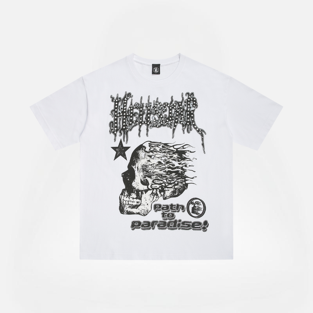 POLERA HELLSTAR PARADISE SKULL WHITE