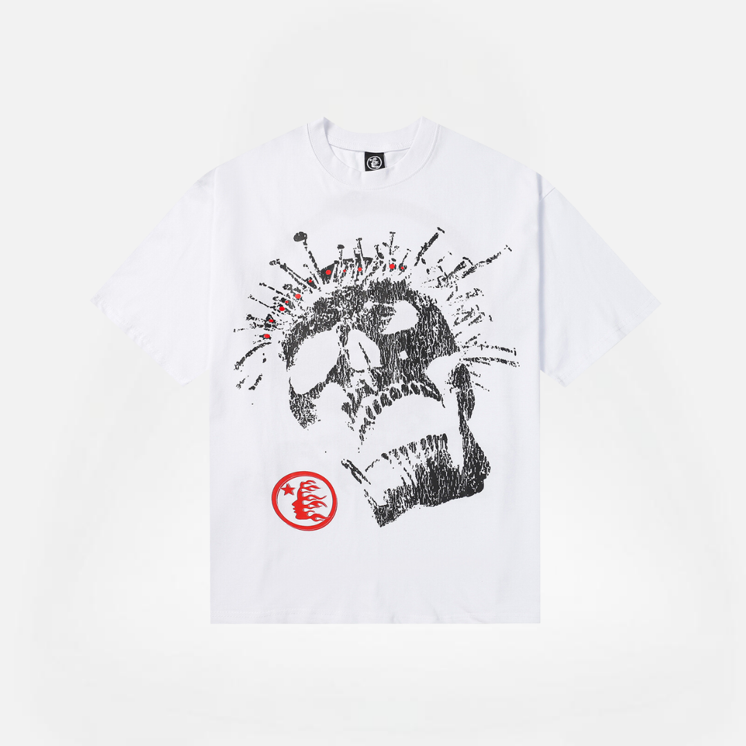 POLERA HELLSTAR SKULL WHITE